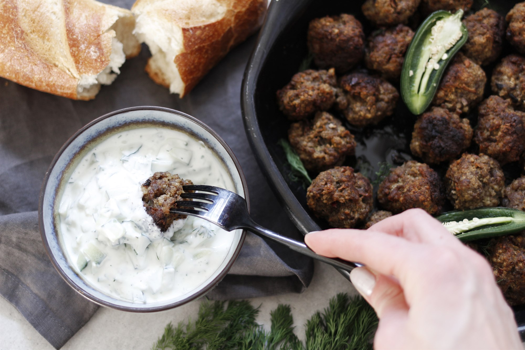 Meatballs with tzatziki sauce
