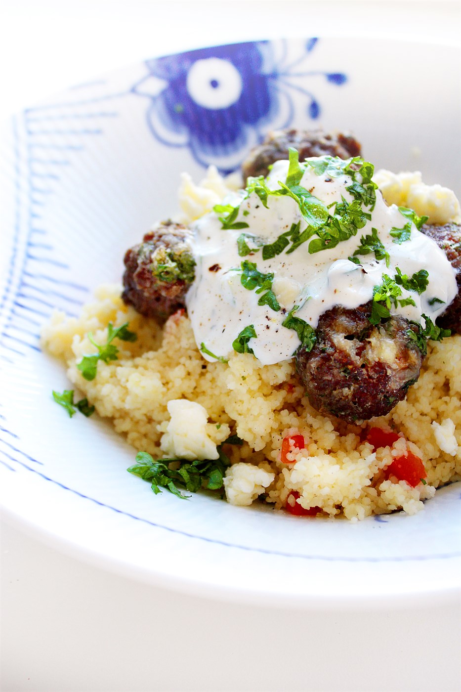 Greek meatballs with a light sauce and couscous