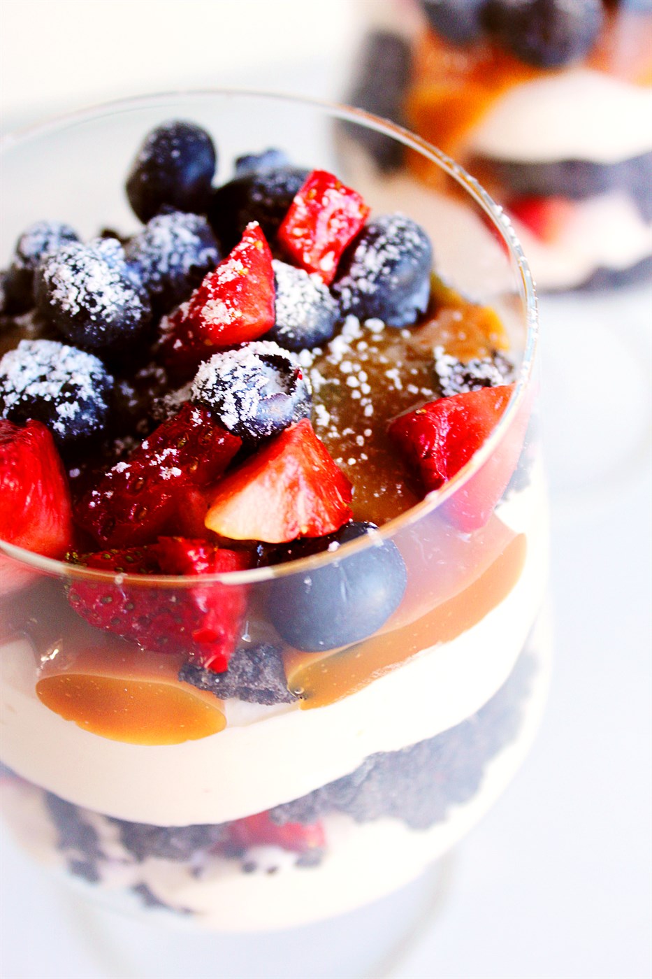 Oreo trifle with salt caramel sauce